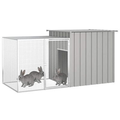 Vidaxl lapin Hutch 200x91x100 cm Gray en acier galvanisé