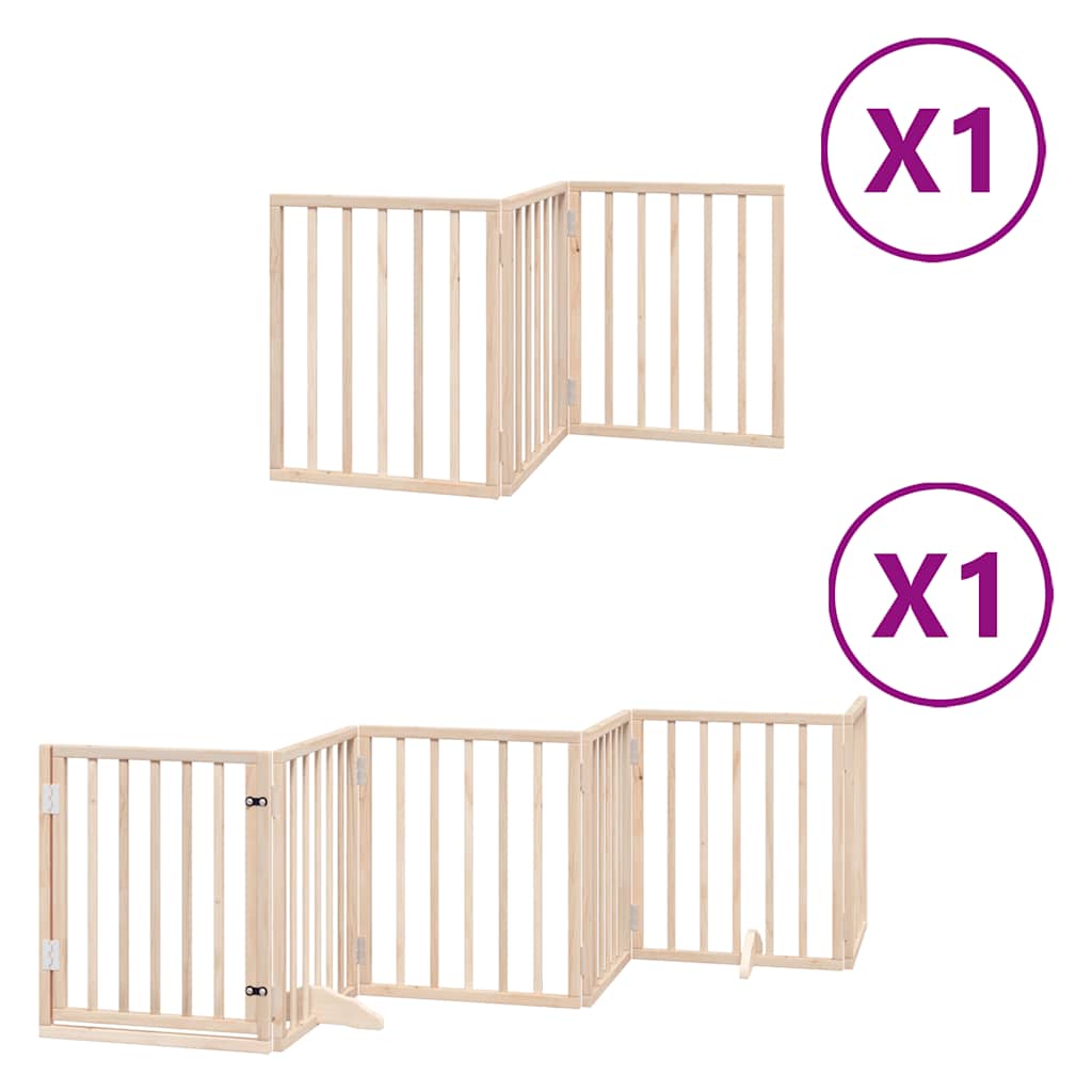 Vidaxx barrière pour chien pliable avec porte 9 panneaux 450 cm bois de peuplier