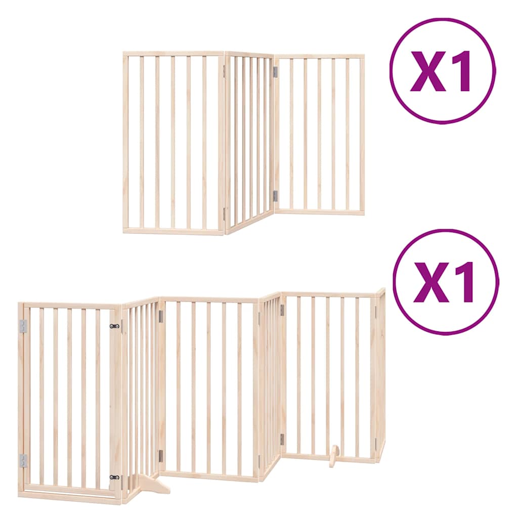 Vidaxx barrière pour chien pliable avec porte 9 panneaux 450 cm bois de peuplier