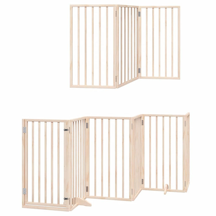 Vidaxx barrière pour chien pliable avec porte 9 panneaux 450 cm bois de peuplier