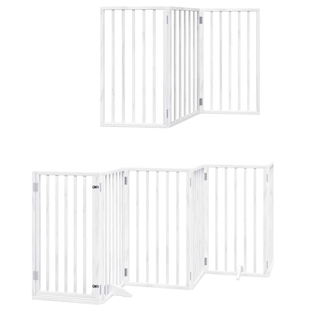 Vidaxx barrière pour chien pliable avec porte 9 panneaux 450 cm bois de peuplier blanc