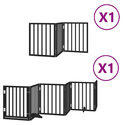 Vidaxx barrière pour chien pliable 9 panneaux 450 cm bois de peuplier noir