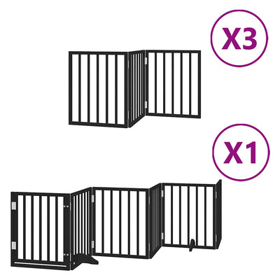 Vidaxx barrière pour chien pliable 15 panneaux 750 cm bois de peuplier noir