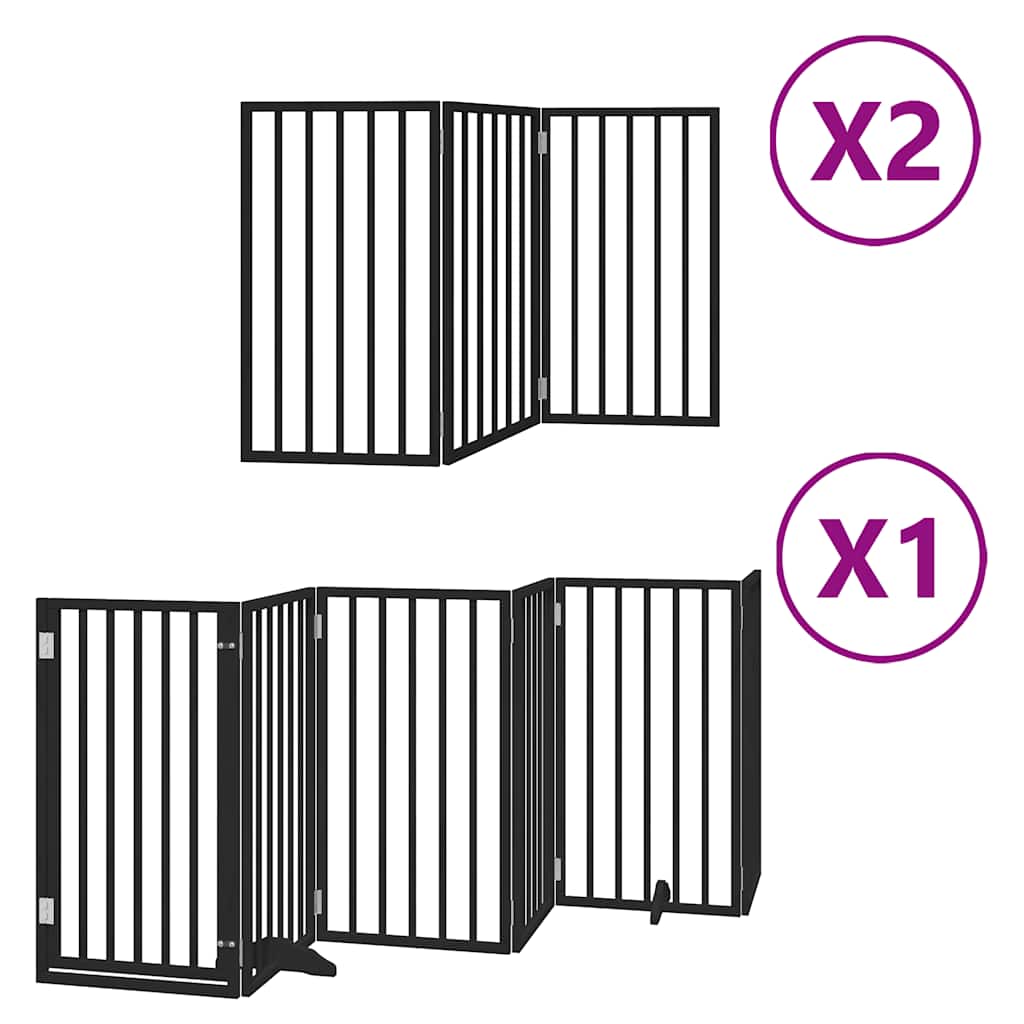 Vidaxx barrière pour chien pliable 12 panneaux 600 cm bois de peuplier noir