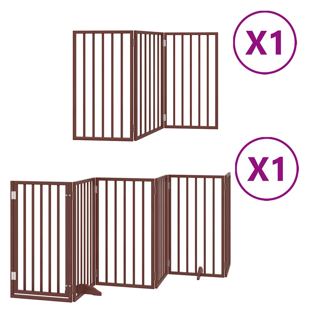 Vidaxx barrière pour chien pliable 9 panneaux 450 cm bois de peuplier marron