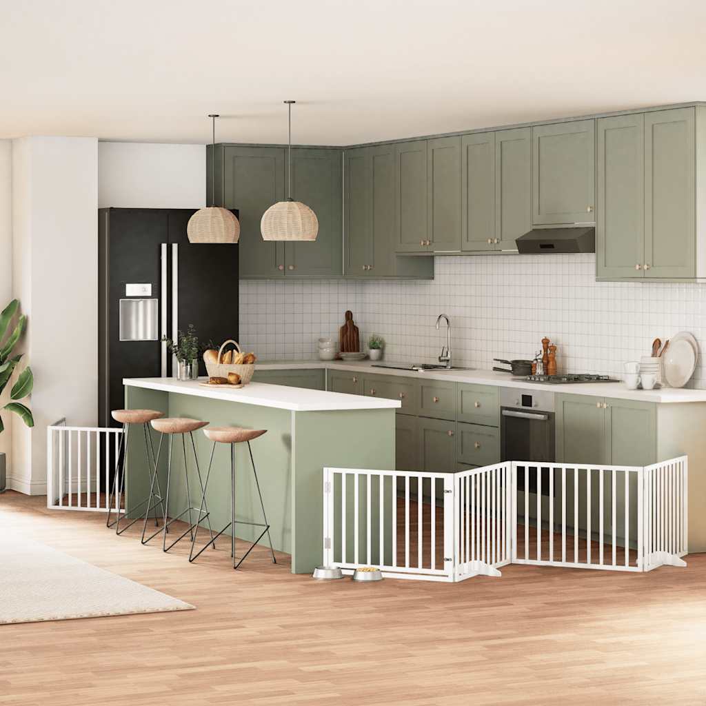 Vidaxx barrière pour chien pliable avec porte 6 panneaux 480 cm bois de peuplier blanc