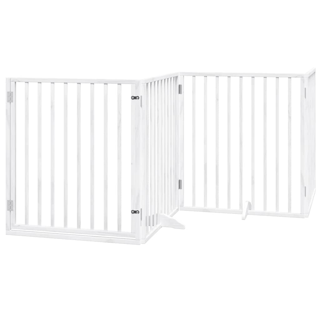 Vidaxx barrière pour chien pliable avec porte 6 panneaux 480 cm bois de peuplier blanc