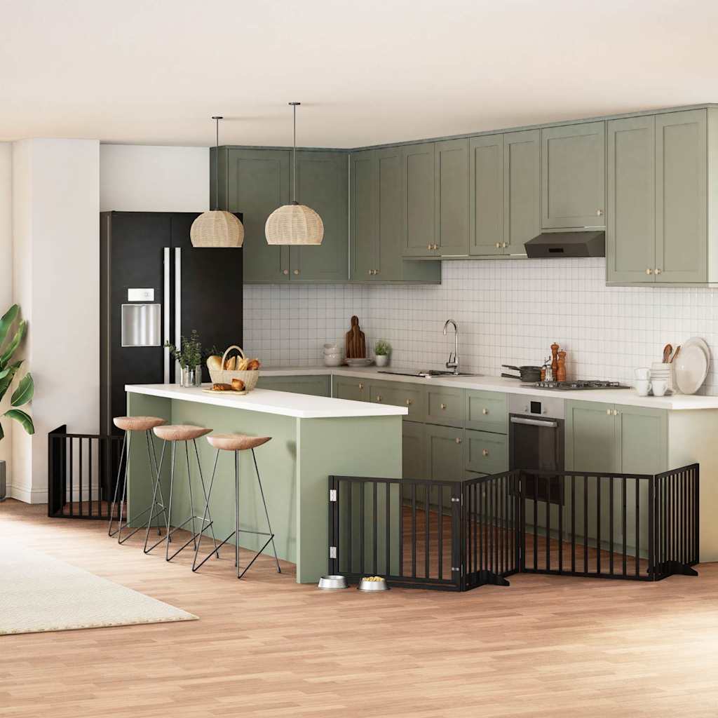 Vidaxl barrière pour chien pliable 10 panneaux 800 cm bois de peuplier noir