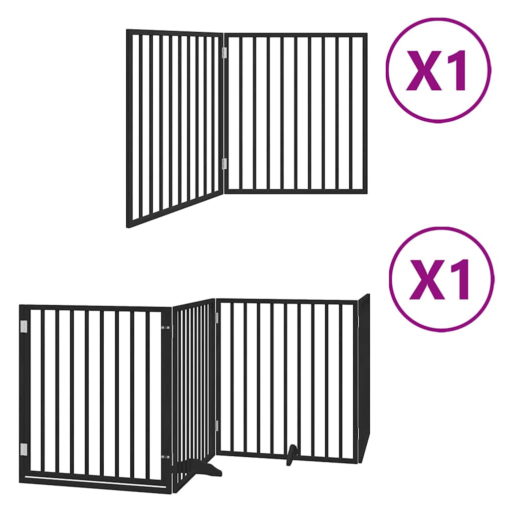 Vidaxx barrière pour chien pliable 6 panneaux 480 cm bois de peuplier noir