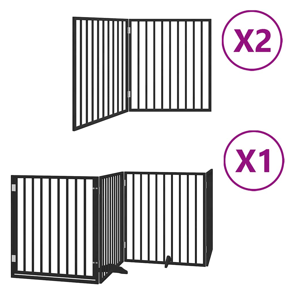 Vidaxx barrière pour chien pliable 8 panneaux 640 cm bois de peuplier noir