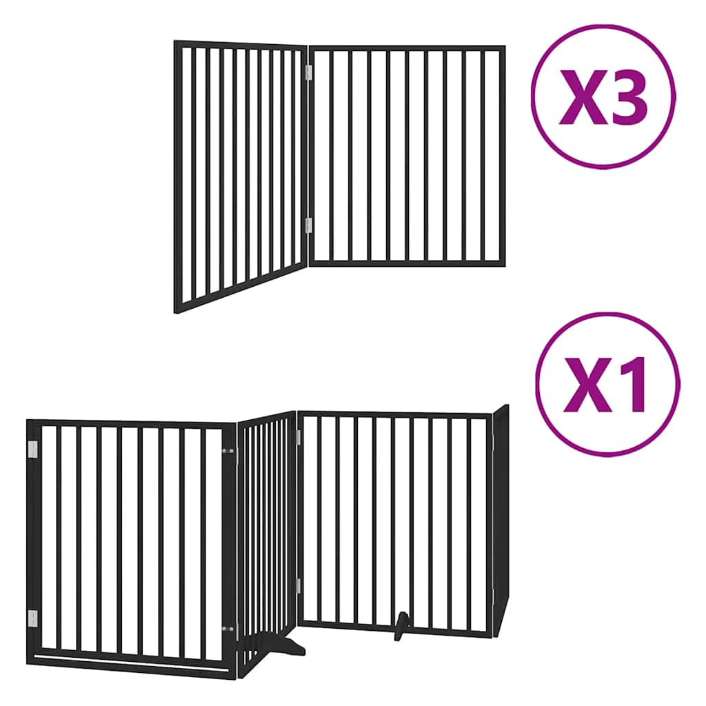 Vidaxl barrière pour chien pliable 10 panneaux 800 cm bois de peuplier noir
