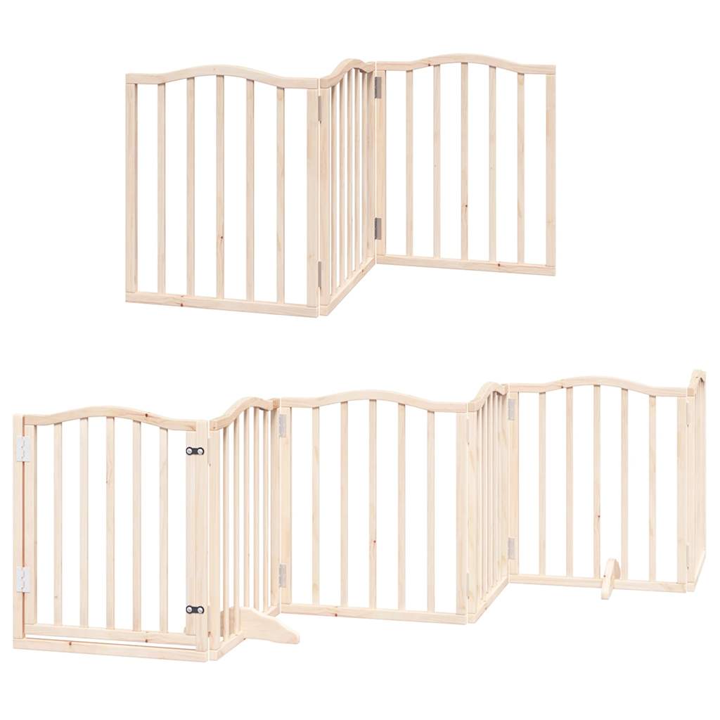 Vidaxx barrière pour chien pliable avec porte 9 panneaux 450 cm bois de peuplier