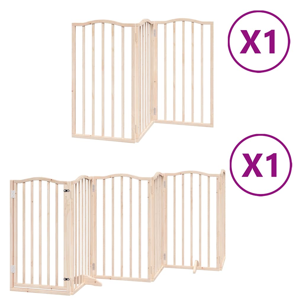 Vidaxx barrière pour chien pliable avec porte 9 panneaux 450 cm bois de peuplier