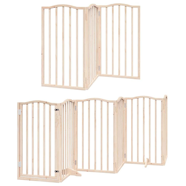 Vidaxx barrière pour chien pliable avec porte 9 panneaux 450 cm bois de peuplier