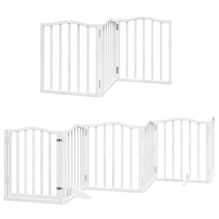 Vidaxx barrière pour chien pliable avec porte 9 panneaux 450 cm bois de peuplier blanc