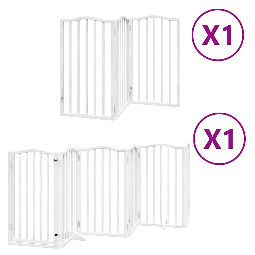Vidaxx barrière pour chien pliable avec porte 9 panneaux 450 cm bois de peuplier blanc