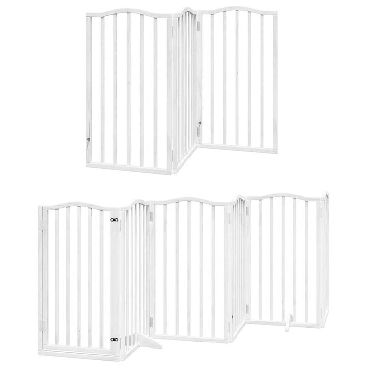 Vidaxx barrière pour chien pliable avec porte 9 panneaux 450 cm bois de peuplier blanc