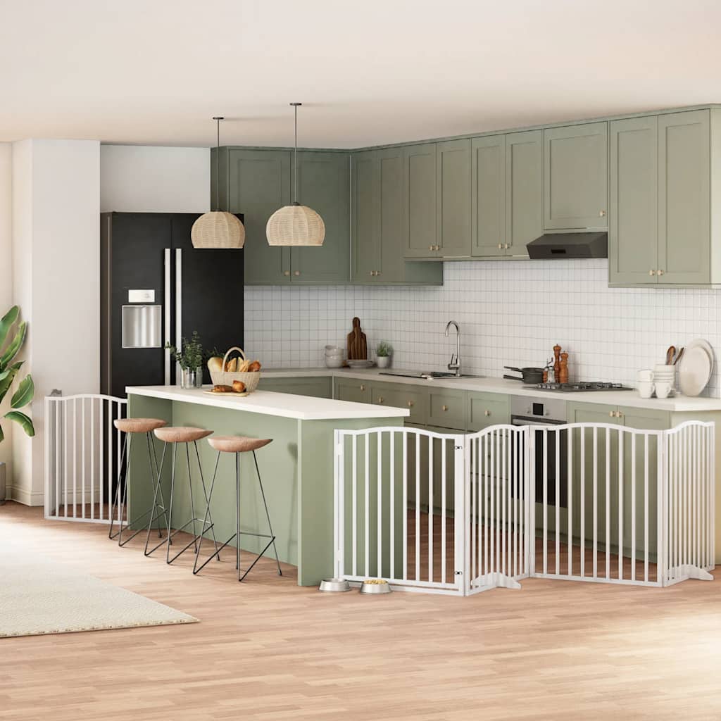 Vidaxx barrière pour chien pliable avec porte 6 panneaux 480 cm bois de peuplier blanc