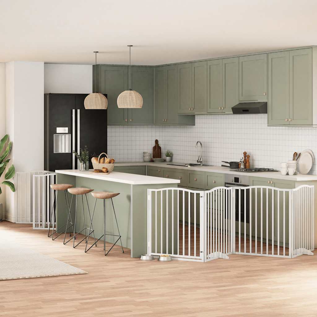 Vidaxx barrière pour chien pliable avec porte 12 panneaux 960cm bois de peuplier blanc
