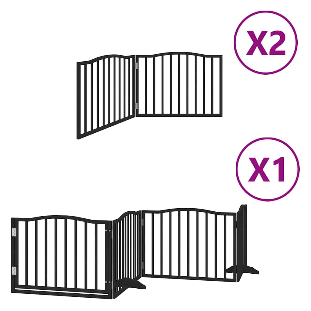 Vidaxx barrière pour chien pliable 8 panneaux 640 cm bois de peuplier noir