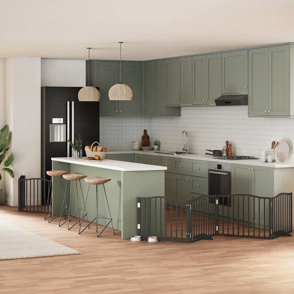 Vidaxx barrière pour chien pliable 8 panneaux 640 cm bois de peuplier noir
