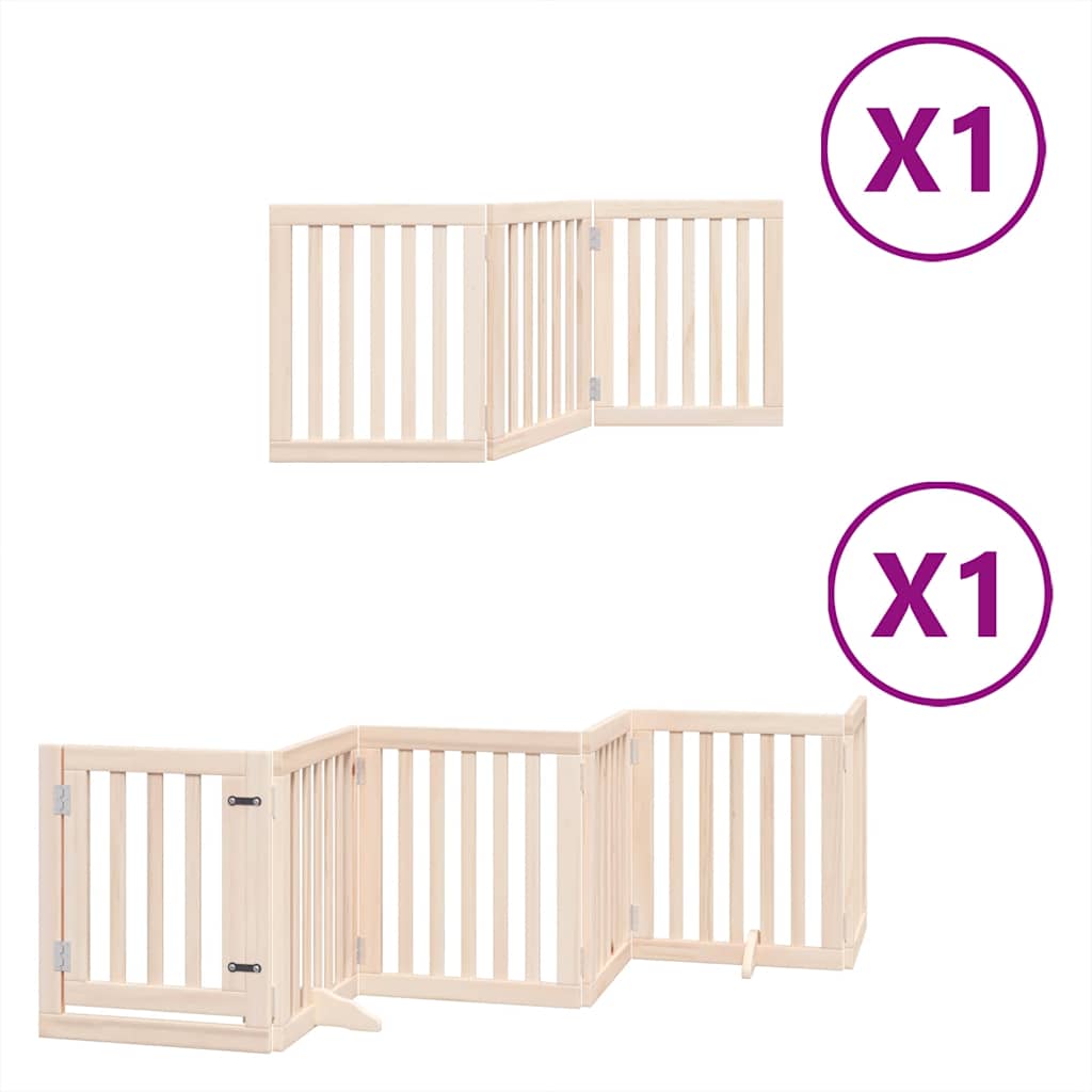 Vidaxx barrière pour chien pliable avec porte 9 panneaux 450 cm bois de peuplier