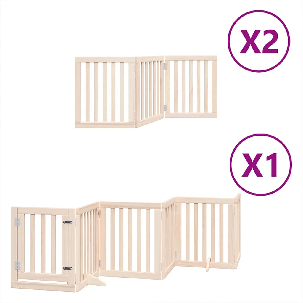 Vidaxx barrière pour chien pliable avec porte 12 panneaux 600 cm bois de peuplier