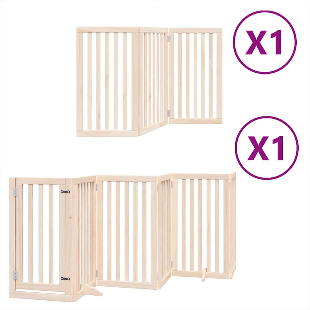 Vidaxx barrière pour chien pliable avec porte 9 panneaux 450 cm bois de peuplier