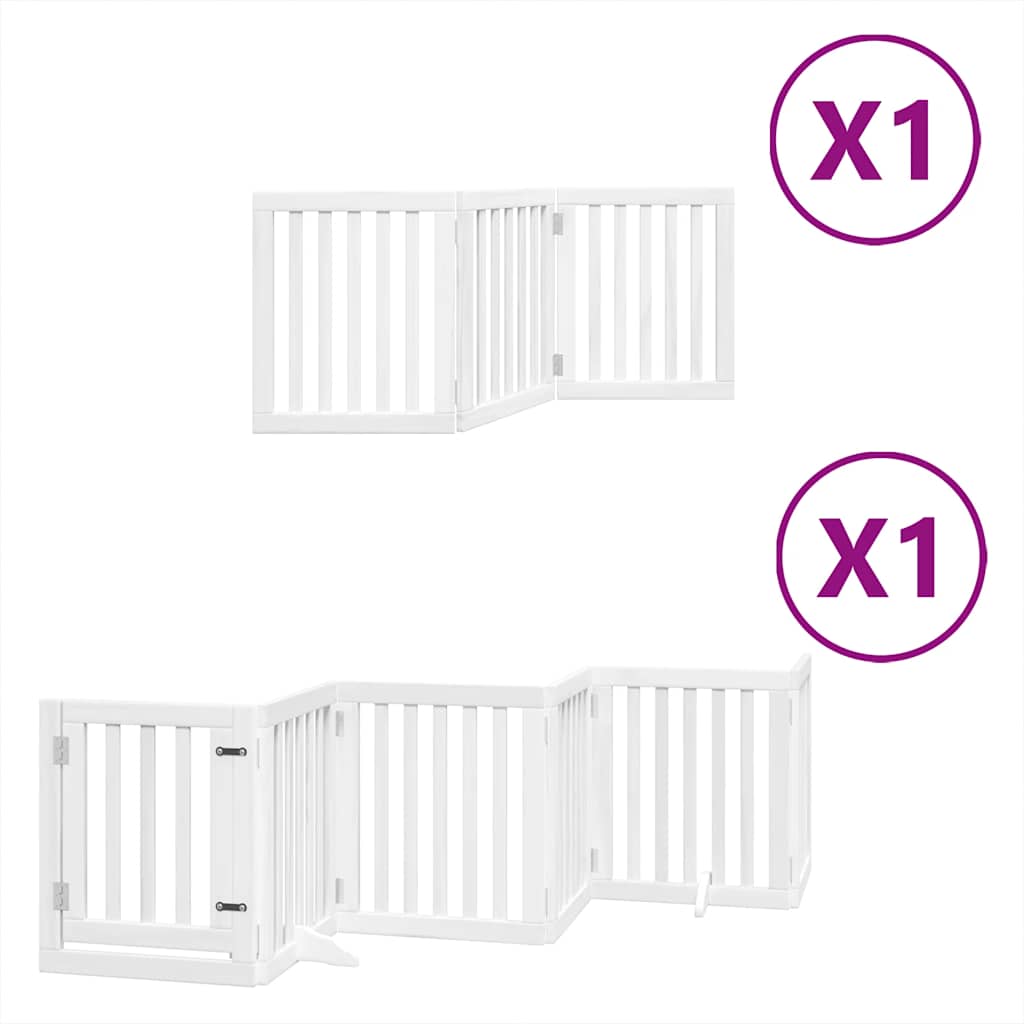 Vidaxx barrière pour chien pliable avec porte 9 panneaux 450 cm bois de peuplier blanc