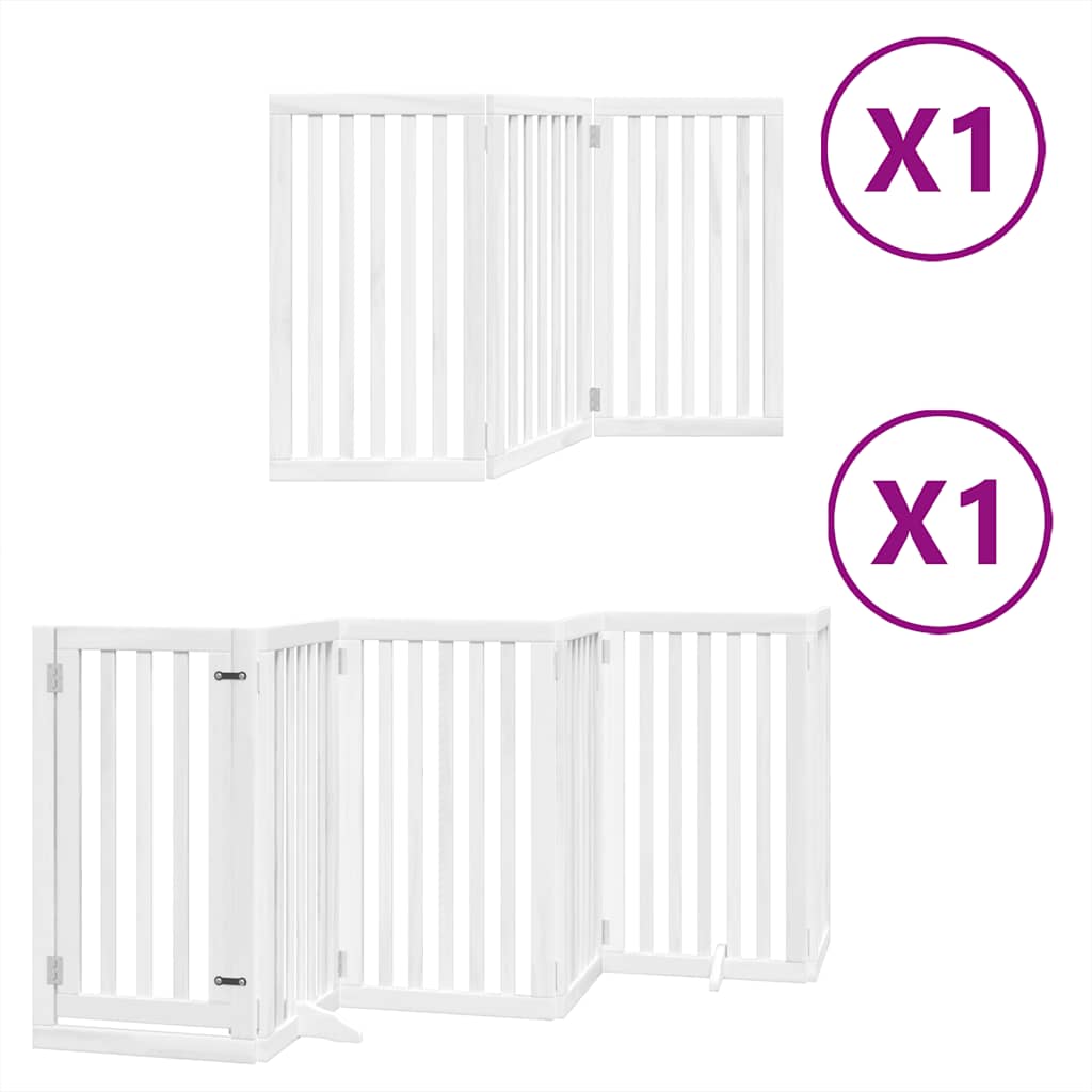 Vidaxx barrière pour chien pliable avec porte 9 panneaux 450 cm bois de peuplier blanc