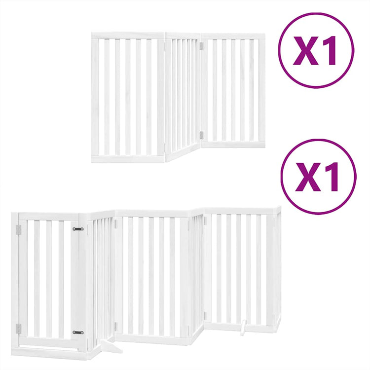 Vidaxx barrière pour chien pliable avec porte 9 panneaux 450 cm bois de peuplier blanc