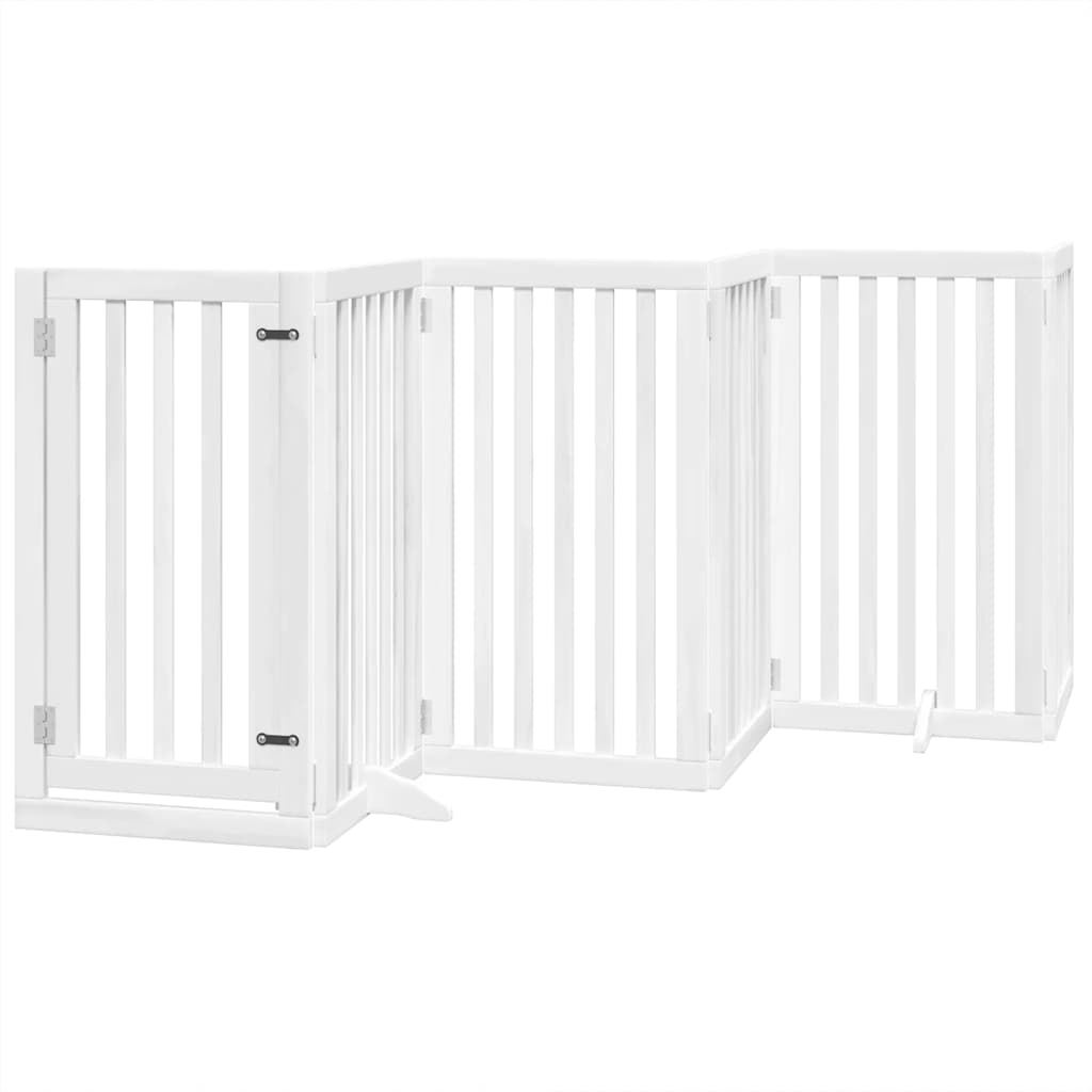 Vidaxx barrière pour chien pliable avec porte 9 panneaux 450 cm bois de peuplier blanc