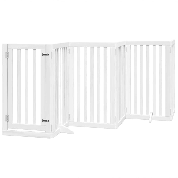 Vidaxx barrière pour chien pliable avec porte 9 panneaux 450 cm bois de peuplier blanc