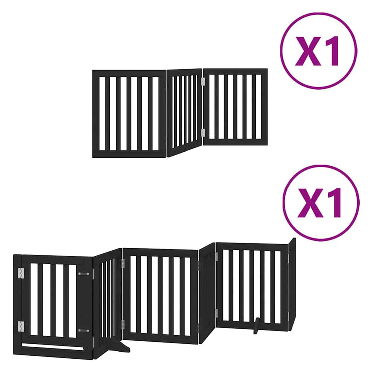 Vidaxx barrière pour chien pliable 9 panneaux 450 cm bois de peuplier noir