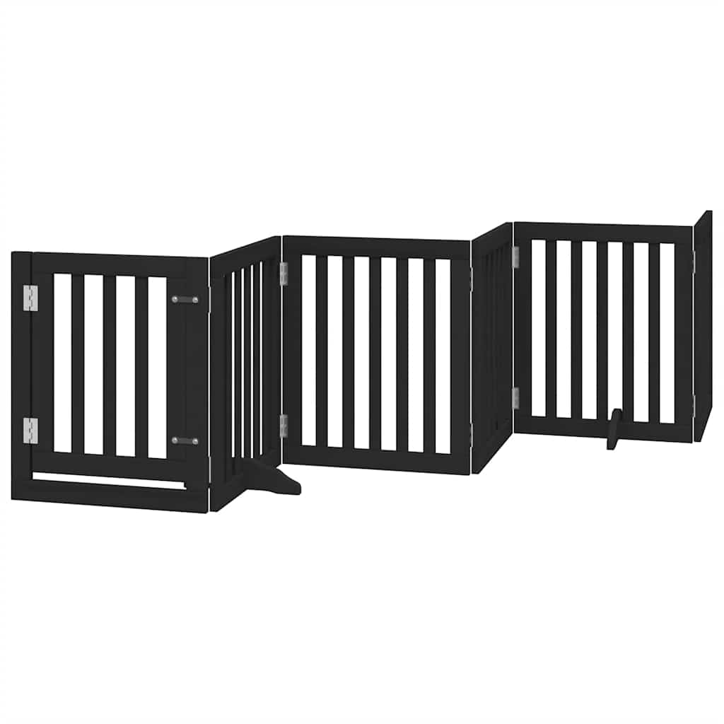 Vidaxx barrière pour chien pliable 9 panneaux 450 cm bois de peuplier noir
