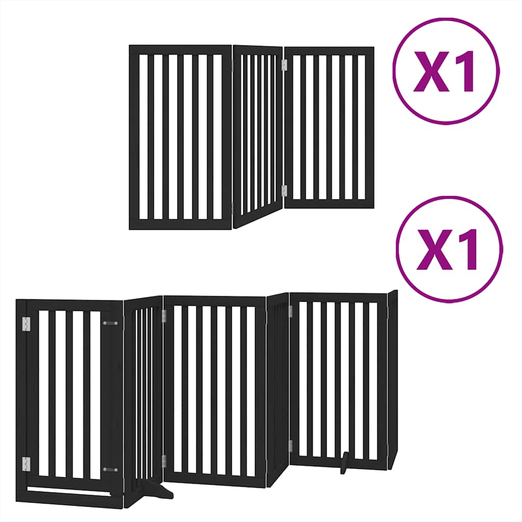 Vidaxx barrière pour chien pliable 9 panneaux 450 cm bois de peuplier noir
