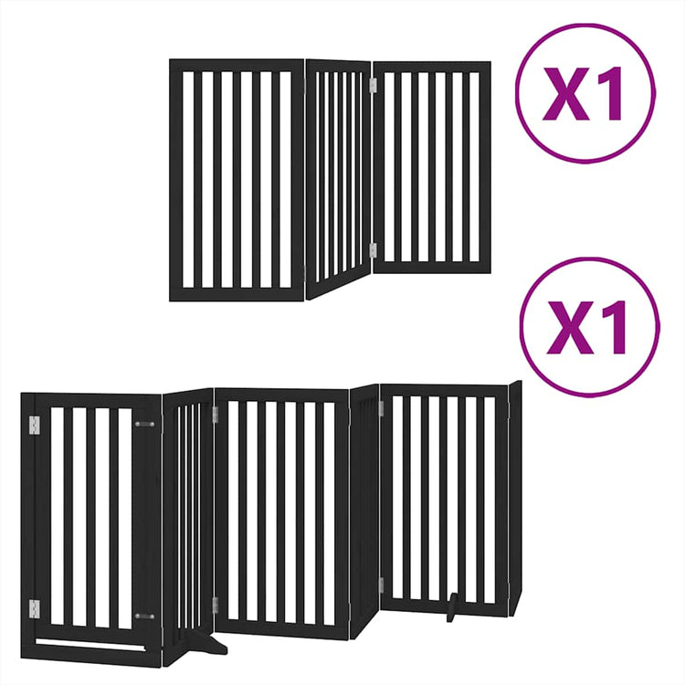 Vidaxx barrière pour chien pliable 9 panneaux 450 cm bois de peuplier noir
