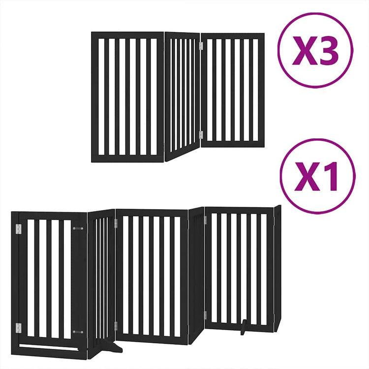 Vidaxx barrière pour chien pliable 15 panneaux 750 cm bois de peuplier noir