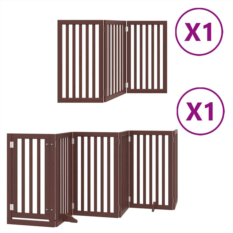 Vidaxx barrière pour chien pliable 9 panneaux 450 cm bois de peuplier marron