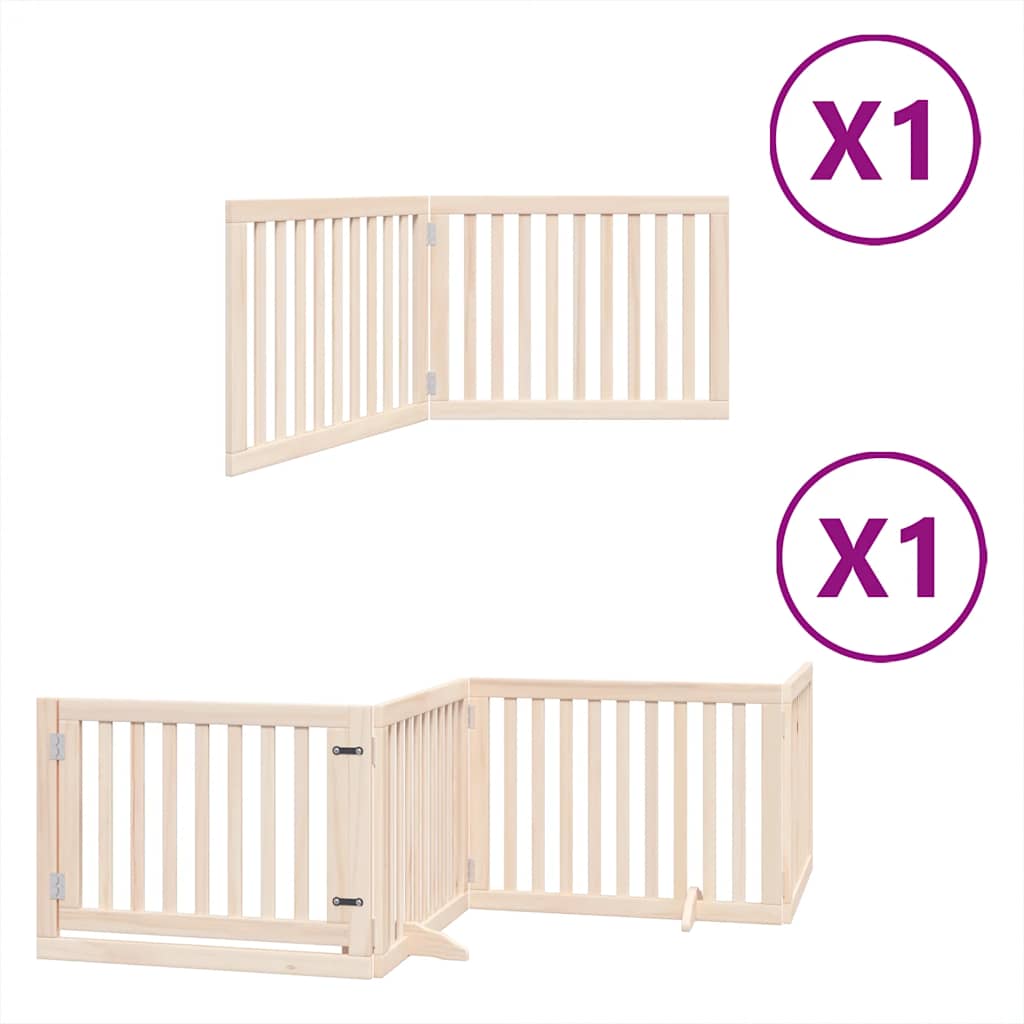 Vidaxx barrière pour chien pliable avec porte 6 panneaux 480 cm bois de peuplier