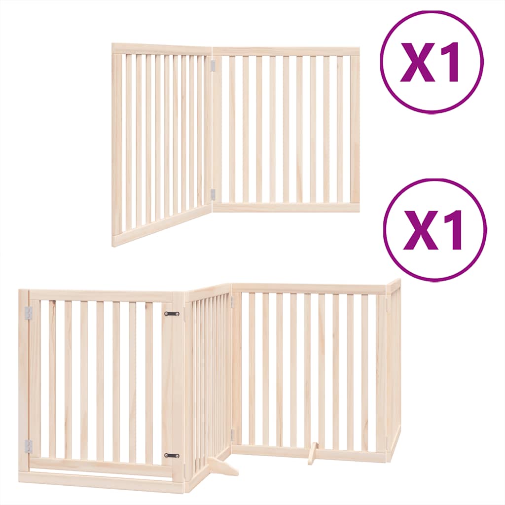 Vidaxx barrière pour chien pliable avec porte 6 panneaux 480 cm bois de peuplier