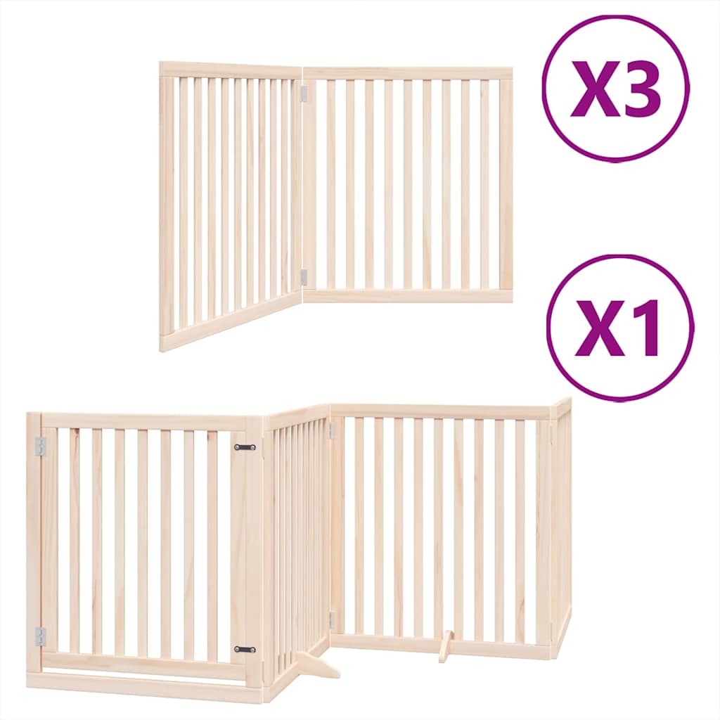 Vidaxx barrière pour chien pliable avec porte 10 panneaux 800 cm bois de peuplier