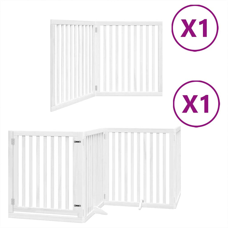 Vidaxx barrière pour chien pliable avec porte 6 panneaux 480 cm bois de peuplier blanc