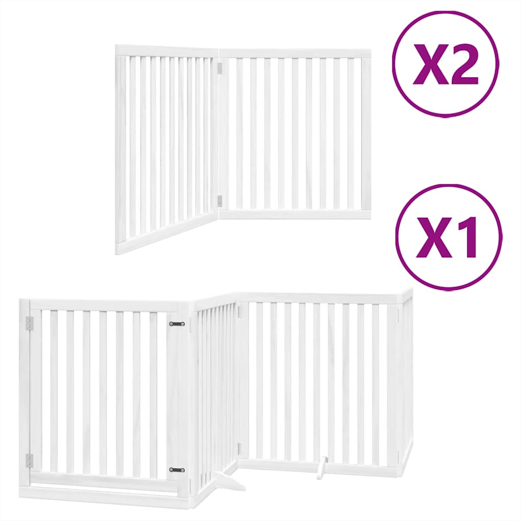 Vidaxx barrière pour chien pliable avec porte 8 panneaux 640 cm bois de peuplier blanc