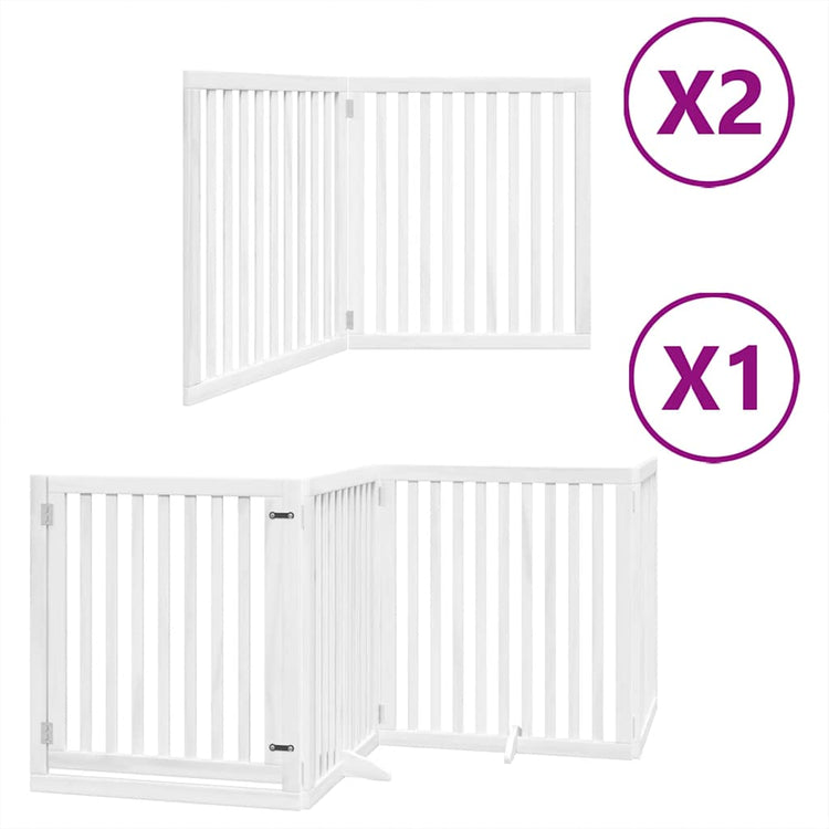 Vidaxx barrière pour chien pliable avec porte 8 panneaux 640 cm bois de peuplier blanc