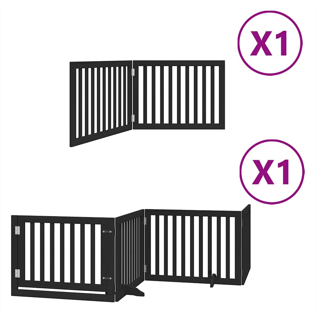 Vidaxx barrière pour chien pliable 6 panneaux 480 cm bois de peuplier noir