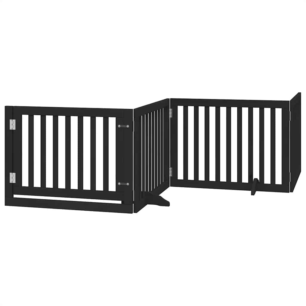 Vidaxx barrière pour chien pliable 6 panneaux 480 cm bois de peuplier noir