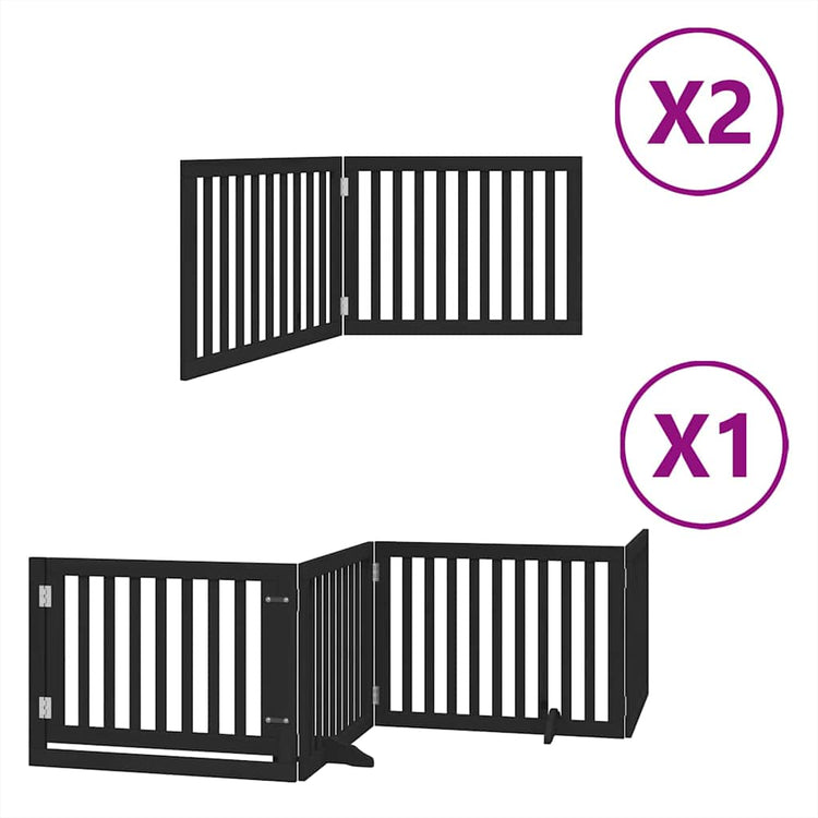 Vidaxx barrière pour chien pliable 8 panneaux 640 cm bois de peuplier noir