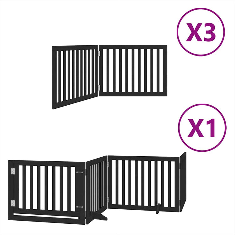 Vidaxl barrière pour chien pliable 10 panneaux 800 cm bois de peuplier noir