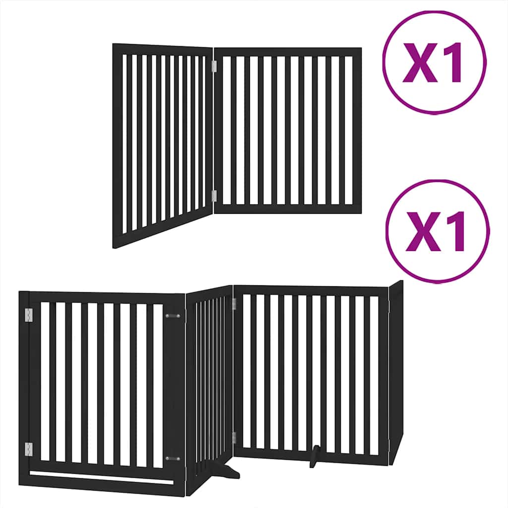 Vidaxx barrière pour chien pliable 6 panneaux 480 cm bois de peuplier noir